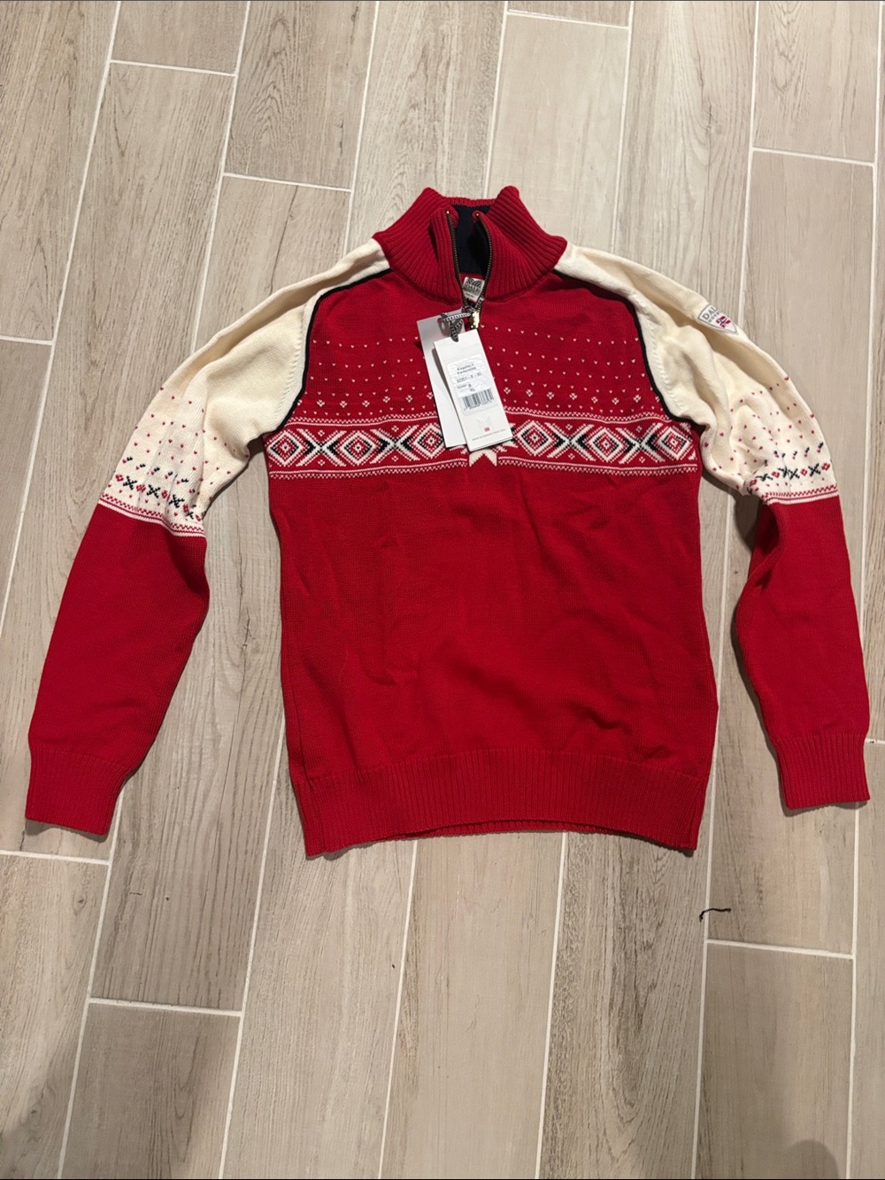Dale of Norway women’s sport Kuppern Feminine Red Fair Isle Half-Zip Sweater NWT
